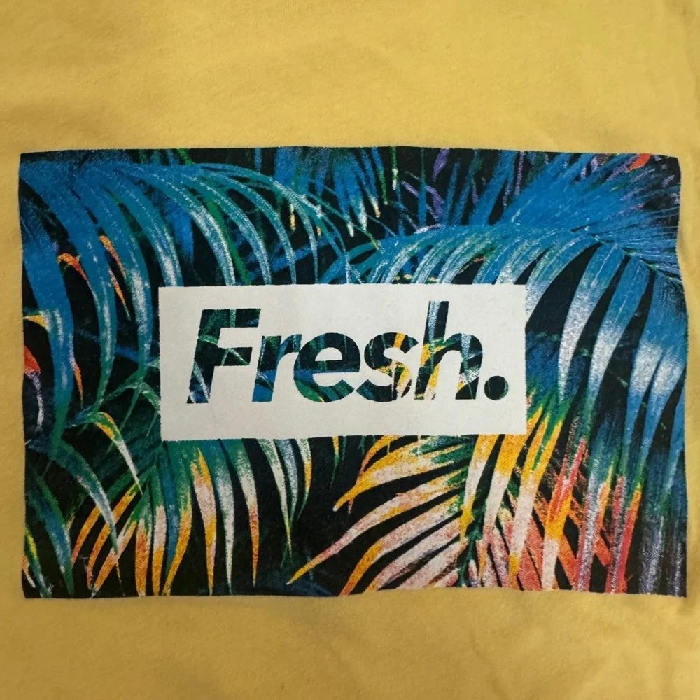 Old Navy Yellow Short Sleeve Tee with Tropical Graphic